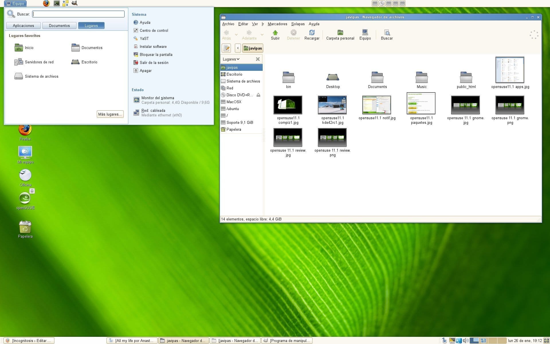 openSUSE 11.1 64 bits, esto marcha