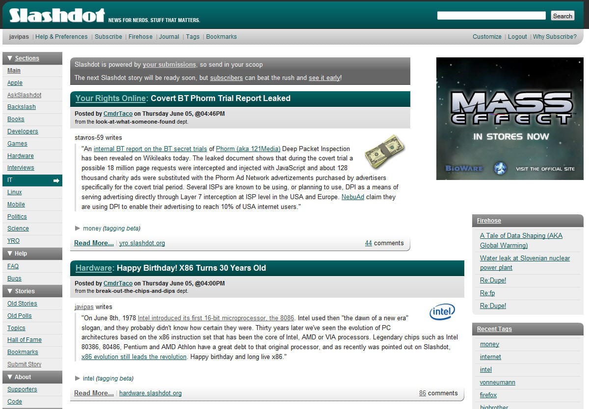 ¡Felicidades, x86! ¡Salgo en Slashdot!