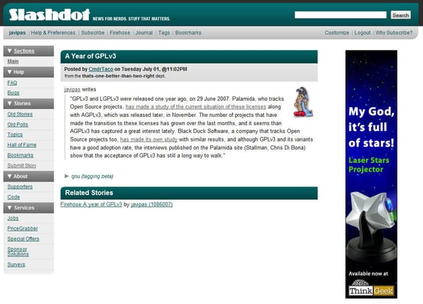 Un año de GPLv3, y vuelvo a Slashdot (¡¡van 14!!)